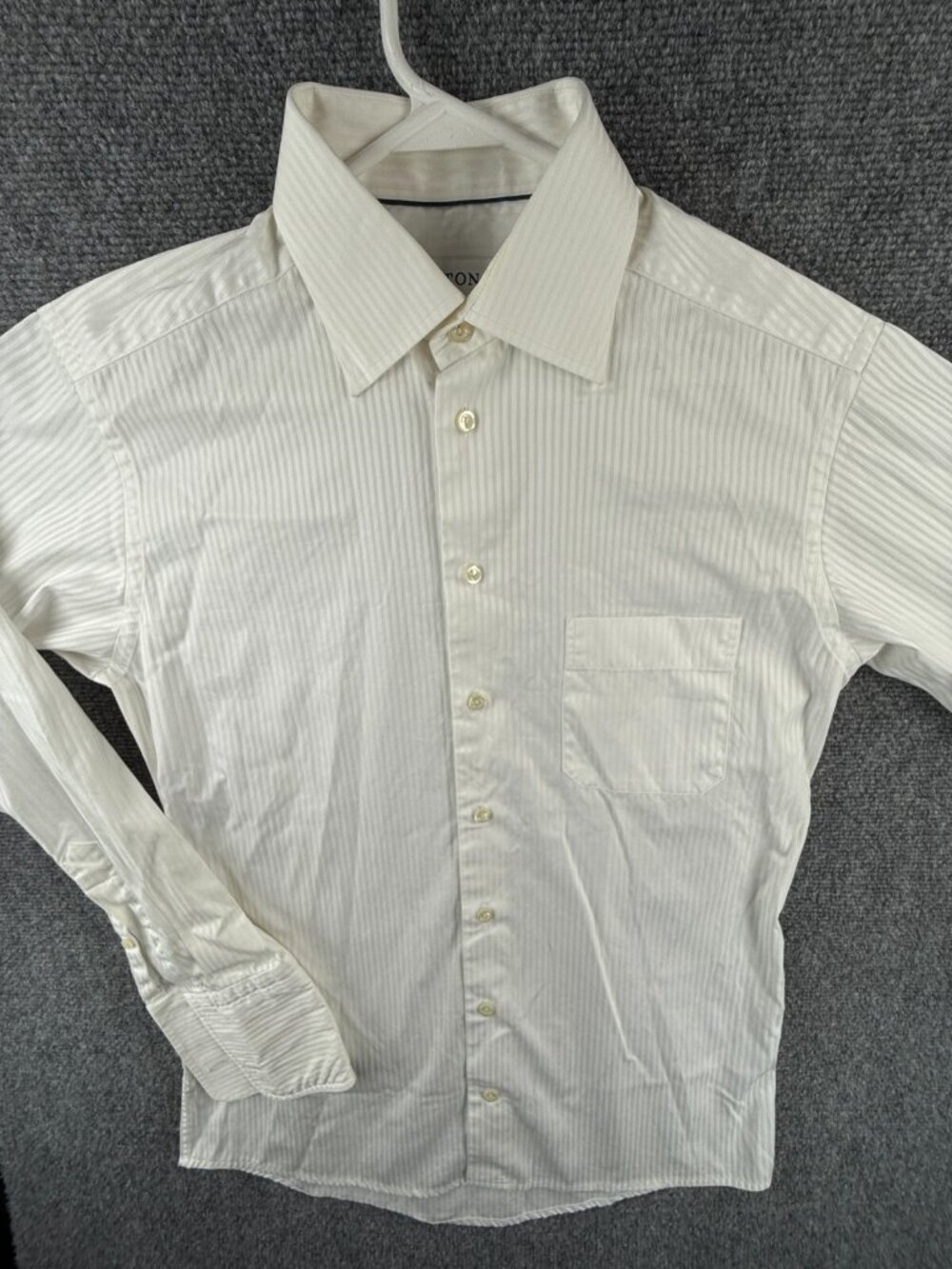 Eton Long Sleeve Button Up Shirt Cotton Made To Measure Striped White Size 15.25